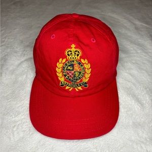 OG VTG Polo Ralph Lauren Big Crest Red Hat Adjustable strap Stadium Pwing 92 93